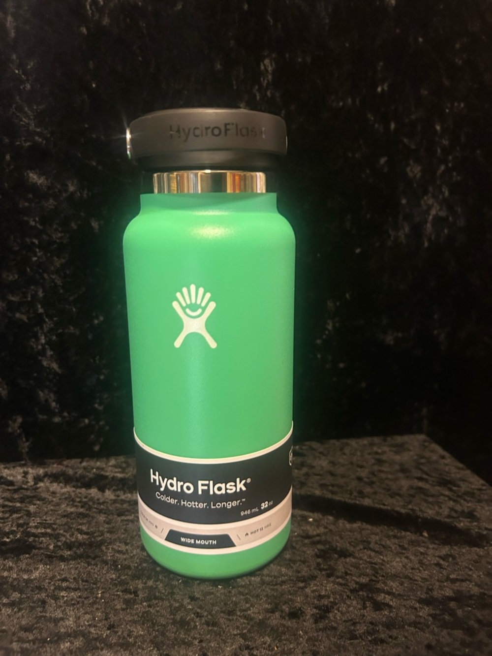 Hydro Flask wide Mouth Bottle in Bright Green with White Logo